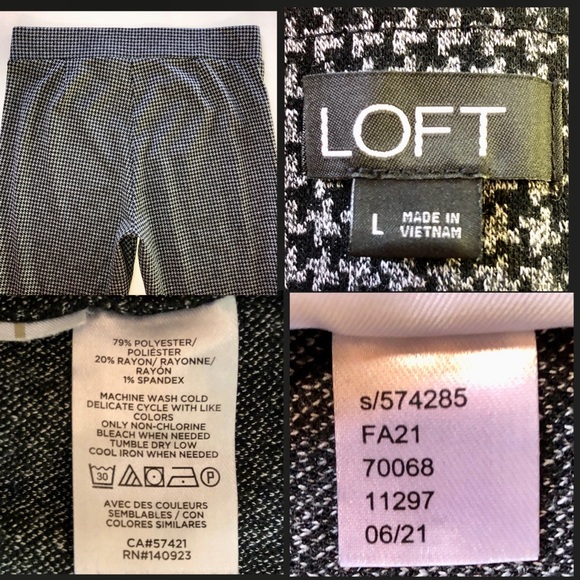 LOFT Houndstooth Leggings Gray Black (L) - Picture 5 of 15